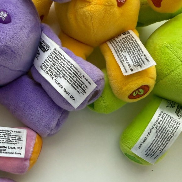 10” Colorful Care Bear Plush Bear Set - Purple, Green, Pink, Yellow - Picture 3 of 13